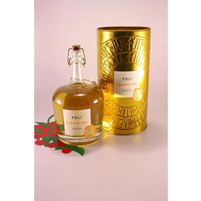 Abbildung von Grappa Moscato Oro Cleopatra mit Dose 40% 70 cl. Brennerei Poli Jacopo