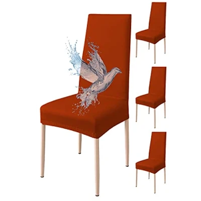Abbildung von Poligino Stuhlhussen 4er Set Wasserdicht Stretch Universale Weich und Bequem, Stuhlbezug für Haus, Küche, Hochzeit, Restaurant, Party, Hotel, Zeremonie, Bankett Orange