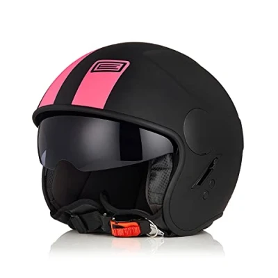 Abbildung von ORIGINE Motorradhelm Jethelm Rollerhelm mit Visier ECE Zertifizierung (Basic Fluo Fuxia Black,M)