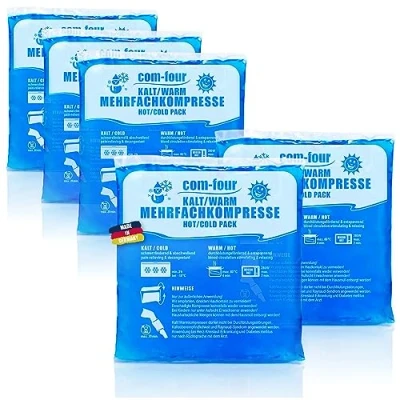 Abbildung von com four® 5x Mehrfach Kompresse 14 x 13 cm für Warm und Kaltkompressen, Kühlpads Kühlpack mikrowellengeeignet Made in Germany (05 Stück mittel)