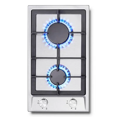 Abbildung von SNDOAS Gaskochfeld, Edelstahl Gasherd mit Automatischer Flammenschutz, Gaskochfeld 2 flammig, Erdgas und Propangas, Einbau oder freistehend, 2400 W/1800 W, 220 240V