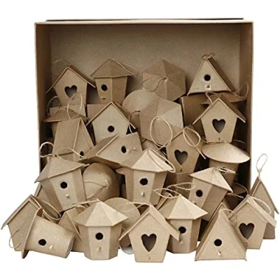 Abbildung von Creativ Mini Vogelhäuschen aus Pappmaschee, Bulkware, 6 Designs, 60 Stück