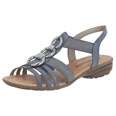 Abbildung von Remonte Riemchensandale, Keilabsatz, Sommerschuh, Sandalette mit Gummizügen