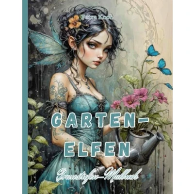 Abbildung von Gartenelfen, Graustufen Malbuch: XXL Ausmalbuch, 40 Motive, 85 Seiten, einseitig bedruckt mit schwarzer Rückseite, 8,5 x 11 Zoll, was ungefähr dem DIN A4 Format entspricht (Elfen und Feen)