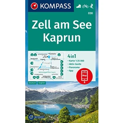 Abbildung von KOMPASS Wanderkarte 030 Zell am See, Kaprun 1:35.000: 4in1 mit Aktiv Guide und Panorama inklusive Karte zur offline Verwendung in der App. Fahrradfahren. Skitouren.