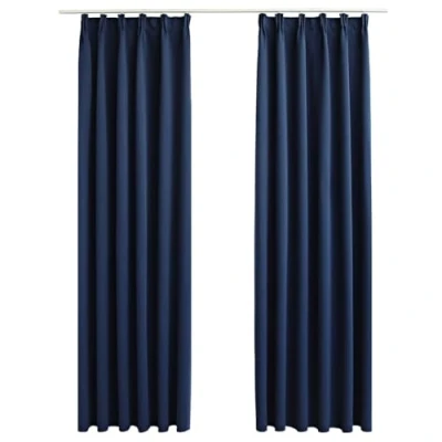 Abbildung von vidaXL 2X Vorhang Verdunkelung mit Haken Verdunkelungsvorhang Kräuselband Thermo Gardine Blickdicht Vorhänge Wohnzimmer Blau 140x225cm