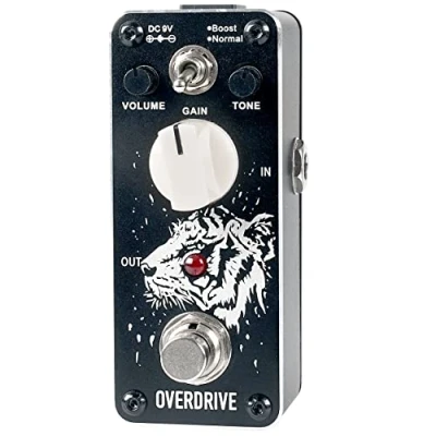 Abbildung von Sondery Overdrive Pedal für E Gitarren mit 2 Modi Boost und Normal, ein Sound von Tube Valve Combo Verstärker, True Bypass Mini Size Art Design Series