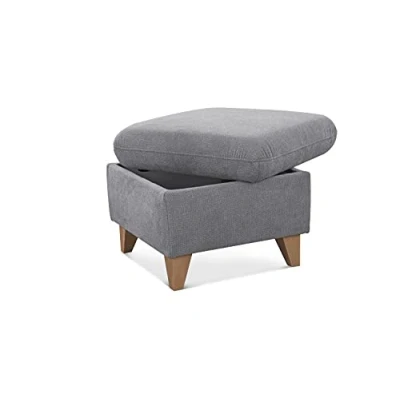 Abbildung von CAVADORE Hocker Lotta / Skandinavischer Stauraumhocker als Beistellhocker oder Fußhocker 58 x 47 Webstoff Paris Silver Quadratisch