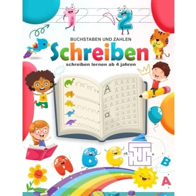 Abbildung von Buchstaben und zahlen schreiben lernen ab 4: linien formen Schwungübungen Feinmotorik für Kindergarten vorschule übungshefte .