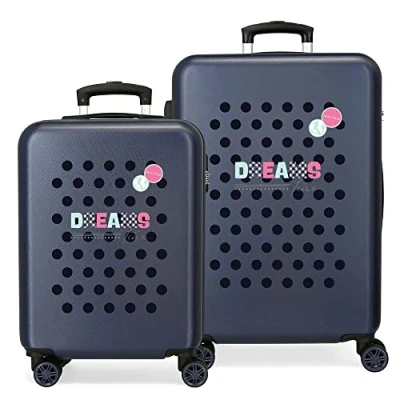 Abbildung von Movom Dreams Time Koffer Set, blau, 55/65 cm, starr, ABS Kombinationsverschluss, seitlich, 91, 6 kg, 4 Räder, Handgepäck