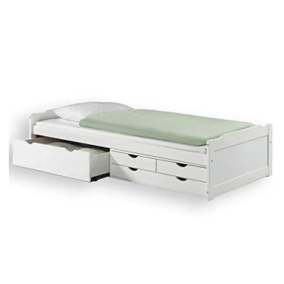 Abbildung von IDIMEX Funktionsbett ANDREA, Bett mit Stauraum in weiss 4 Schubladen aus Kiefer massiv Hol