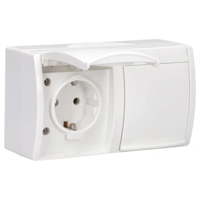 Abbildung von Busch Jaeger 20/2 EW 54 SCHUKO® Steckdose 2 fach Alpinweiß ocean® (IP 44) 2CKA002084A0711
