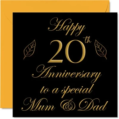 Abbildung von Stuff4 Special China Anniversary Card for Dad Mum Parents &amp; Happy 20th Wedding Cards from Son Daughter Family, 145 mm x Greeting T20th Anniversaries