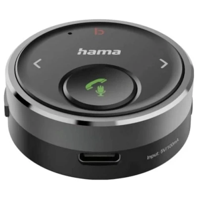 Abbildung von Hama Bluetooth Adapter für Auto Kfz, 3,5 mm Stecker, Musik, Sprachsteuerung KFZ Klinke zu Klinke, Verstärker Bass, Multifunktions Button, Freisprechfunktion, AUX In