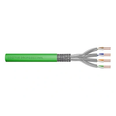 Abbildung von DIGITUS 500 m Cat 8.2 Netzwerkkabel S FTP (PiMF) Simplex BauPVO Dca LSZH Halogenfrei 2000 MHz Kupfer AWG 22/1 PoE++ Kompatibel LAN Kabel Verlegekabel Ethernet Grün