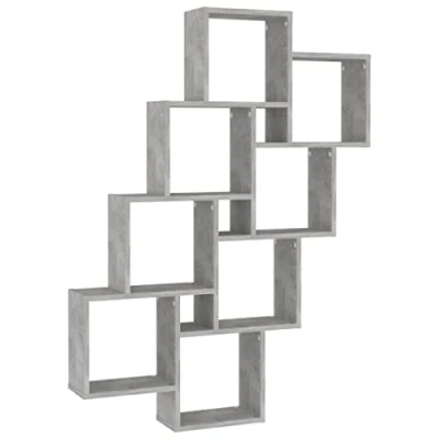 Abbildung von vidaXL Würfelregal Wandregal Hängeregal Cube Lounge CD Regal Dekoregal Bücherregal Schweberegal Wandboard Regalwürfel Betongrau 90x15x119cm Holzwerkstoff