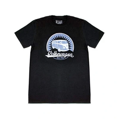 Abbildung von BRISA VW Collection Volkswagen T Shirt Unisex Kurzarm mit T1 Bulli Bus Motiv in Baumwolle (Vintage Loge/Schwarz/Größe XL)