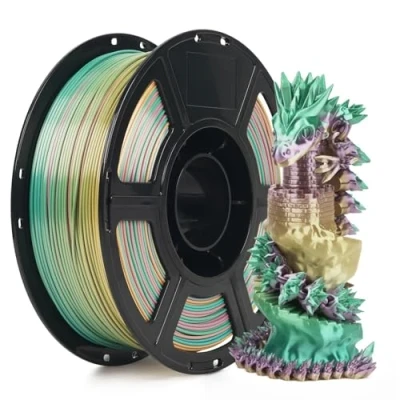 Abbildung von FLASHFORGE Seide PLA Dreamy Trio Farbverlaufsfilament, Farbwechsel Regenbogen 3D Druckfilament, Gelb Carmine Cyan, Glänzend Schneller Jede 8M Schrittweise, Seidige Textur&amp;Ultrahoher Glanz