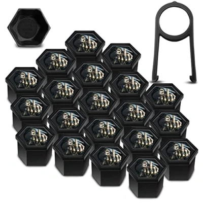 Abbildung von 20x Radschrauben Radmuttern Felgenschloss Muttern Kappen Radmutternabdeckungen Radschraubenkappen Radmutterkappen Kunstsoff Abdeckungen Universal 19mm LC 25