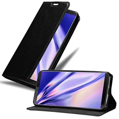 Abbildung von Cadorabo Hülle kompatibel mit Cubot J3 PRO aus Premium Kunst Leder Flip Klappbare Stoßfeste Magnetische [Standfunktion] [Kartenfächern] Cover für Tasche in Schwarz