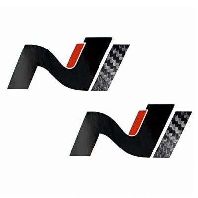 Abbildung von 2er Set Folie Schutzfolie für Dekor Logo Vorne und Hinten Emblem Aufkleber Front Heck Selbstklebend Passgenau Auto K054 (Rot/Schwarz/Carbon)