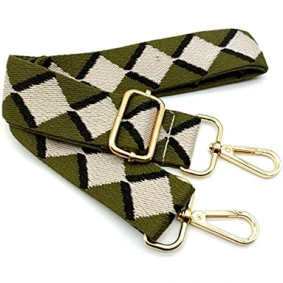 Abbildung von Verstellbarer Schultergurt Tasche Grün, Taschengurte zum Wechseln, Taschengurt Breit mit Karabiner Gold, 80 130 cm Tragegurt für Damen Schulterriemen, Moderne Handtasche Accessoires, 3.8cm, 18