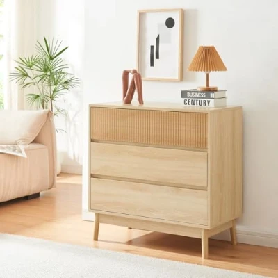 Abbildung von [en.casa] Kommode Landskrona Schubladenschrank mit 3 Schubladen Sideboard 80 x 40 cm Aufbewahrungsschrank Wohnzimmerschrank Schubladenkommode Eicheoptik