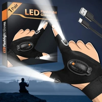 Abbildung von Vatertagsgeschenk für Papa Vatertag Geschenk Männer LED Handschuhe mit Licht, Männertag Geschenke Opa, Ostergeschenke Angelzubehör Geschenkideen, Herrentagsgeschenke Mann Angler Gadgets