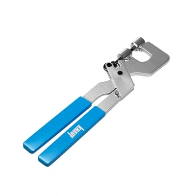 Abbildung von Knauf Stanz Zange für Metall Krimper zum Verkrimpen von Profilen mit austauschbarem Stempel, Stopper zwischen den Griffen