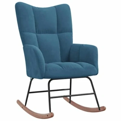 Abbildung von vidaXL Schaukelstuhl Relaxstuhl Schaukelsessel Schwingsessel Ruhesessel Relaxsessel Schwingstuhl Polsterstuhl Polstersessel Sessel Blau Samt