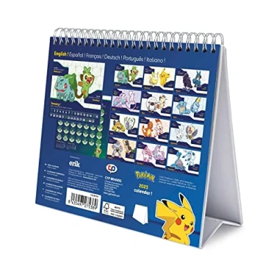 Abbildung von Grupo Erik Tischkalender 2023 Pokemon Kalender Anime Quer Format zum Aufstellen FSC zertifiziert Offizielle Lizenz