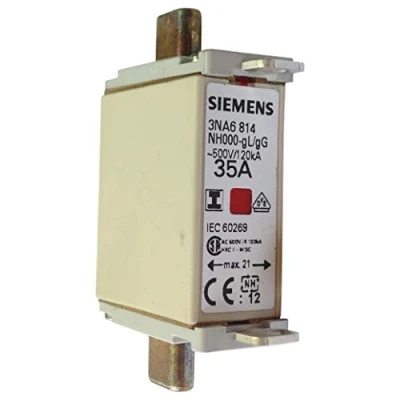 Abbildung von SIEMENS NH Sicherungseinsatz, NH000 35 A Kombikennmelder, isolierte Grifflaschen