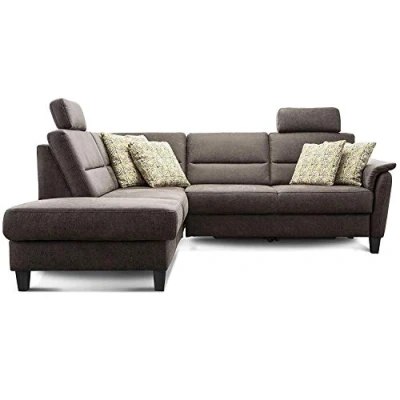 Abbildung von Cavadore Schlafsofa Palera mit Federkern / L Form Sofa Schlaffunktion 236 x 89 212 Büffellederoptik Braun