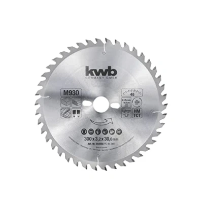 Abbildung von kwb Kreissägeblatt 300 x 30 mm, schneller Schnitt, mittlere Güte, Sägeblatt geeignet für Weich und Hartholz, Tischlerplatten Spanplatten