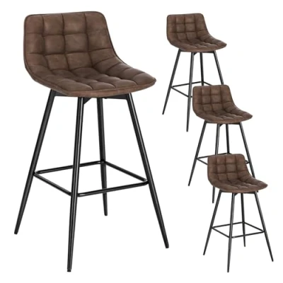 Abbildung von WOLTU 4er Set Barhocker Barstuhl Hocker Tresenhocker Bistrohocker Design Stuhl Kunstleder Metall Braun BH249br 4