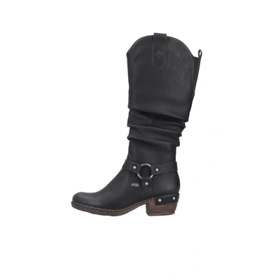 Abbildung von Rieker Cowboy/Bikerboot, Damen, Größe: 39, Nachtschwarz Schuhe