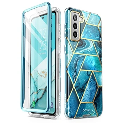 Abbildung von i Blason Glitzer Hülle für Samsung Galaxy S22 (6.1&quot;) 5G Handyhülle Bumper Case 360 Grad Schutzhülle Glänzend Cover [Cosmo] mit Integriertem Displayschutz 2022 Ausgabe (Ocean)