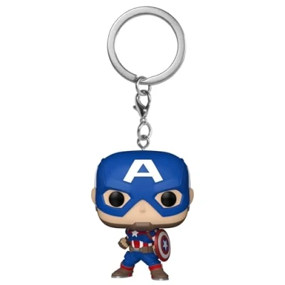 Abbildung von Funko Pop! Keychain: Marvel NC Captain America Comics Neuartiger Schlüsselanhänger Vinyl Minifigur Zum Sammeln Strumpffüller Geschenkidee Offizielle Handelswaren