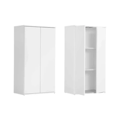 Abbildung von mokebo Mehrzweckschrank Der Schlanke (mit 2 Einlegeböden) Aktenschrank, Schuhschrank oder Aufbewahrungsschrank in Weiß