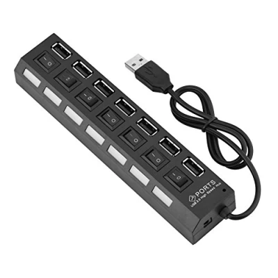 Abbildung von Garsent 7 Port USB Hub, 480Mbps Super Speed Verteiler 2.0 Datenhub mit Schalter für PC, Telefon, Tablet