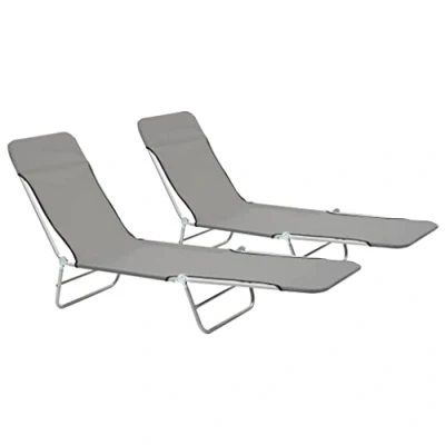 Abbildung von vidaXL 2X Sonnenliege Klappbar Grau Gartenliege Liegestuhl Relaxliege Liege