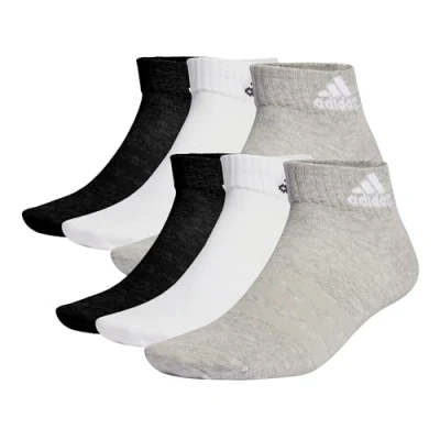 Abbildung von adidas Unisex Thin and Light Sportswear Ankle Socks 6 Pairs, Medium Grey Heather/White/Black, 4.5