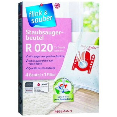 Abbildung von flink &amp; sauber Staubsaugerbeutel R 020, passend für Bosch, Kärcher, Krups, Privileg, Profilo, Protos, Selectine, Severin, Siemens, 4 St., lagiges Vlies, geruchsneutralisierend