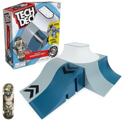 Abbildung von Tech Deck X Connect Starter Set Speedway Hop Rampenset mit authentischem Finger Skateboard der Marke Real und Zubehör, Rampe beliebig umbaubar, ab 6 Jahren, Griffbrett Set, Jahr(e)