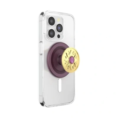 Abbildung von ​​​​​​​​​​​​PopSockets runder Telefongriff kompatibel mit MagSafe, Adapterring im Lieferumfang enthalten, Telefonhalter, kabelloses Laden Enamel Sun Jewel Mauve