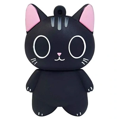 Abbildung von LEIZHAN 32GB USB Stick Hochgeschwindigkeits Silikon Memory Cartoon Speicherstick Flash Speicher Pen Drive Laptop Computer PC Windows (32GB, Schwarze Katze)
