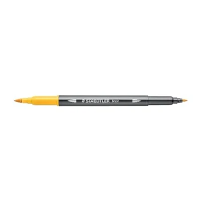 Abbildung von STAEDTLER aquarell Doppelfasermaler Design Journey, sonnengelb, feine Spitze und flexible Pinselspitze, wasservermalbar, 10 sonnengelbe Filzstifte, 3001 110