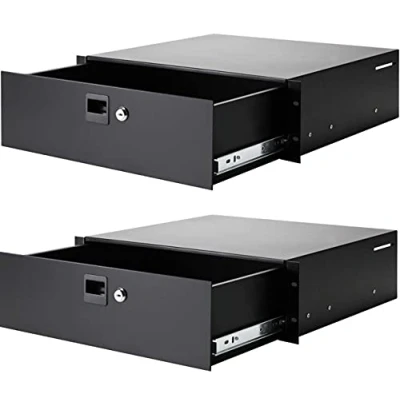 Abbildung von Bundle: 2 x Adam Hall 3 HE 19&quot; Aluminium Rackschublade 87403A ALU, schwarz, Snaplock, abschließbar, Rack Schublade (2 PROFI ALU)