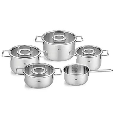 Abbildung von Fissler Topf Set &quot;Fissler Pure Collection&quot;, Edelstahl 18/10, (Set, 5 tlg., Kochtopf 16/20/24 + Bratentopf 20cm Stielkasserolle 16cm oD), Made in Germany