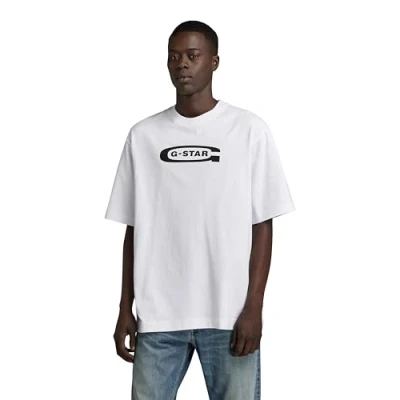 Abbildung von G Star OLD School LOGO BOXY Tshirt print, Herren, Größe: Medium, White